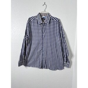 Stone Rose Button Down Blue Check Shirt Men's Size 6 Fabric From Italy Design